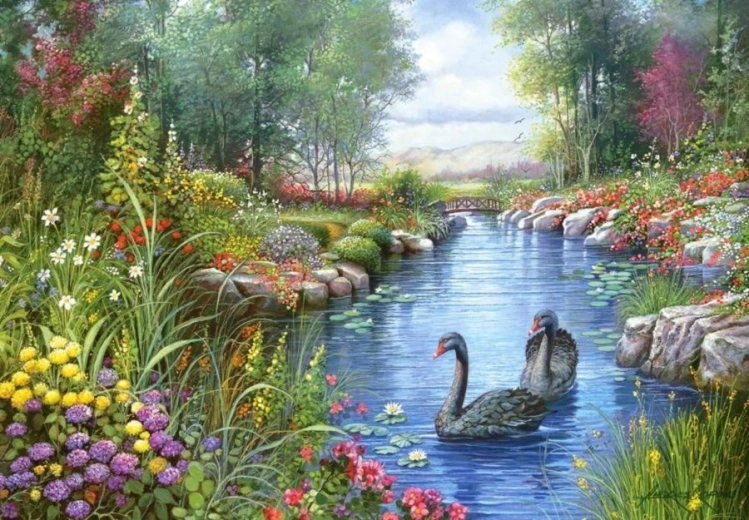 CASTORLAND Puzzle čierne labute 1500 dielikov