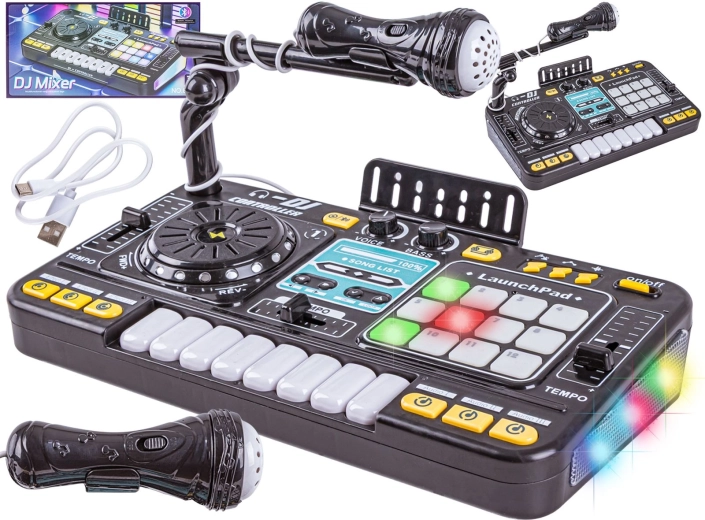 Detská DJ konzola s mikrofónom a LED podsvietením