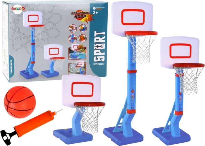 Basketbalová lopta nastaviteľná pumpa 138 cm modrá