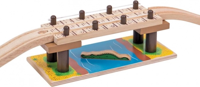 drevený safari most s krokodílom Bigjigs Rail