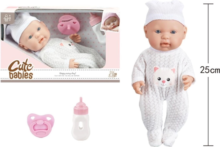 Bábätko s cumlíkom a fľaštičkou 25 cm