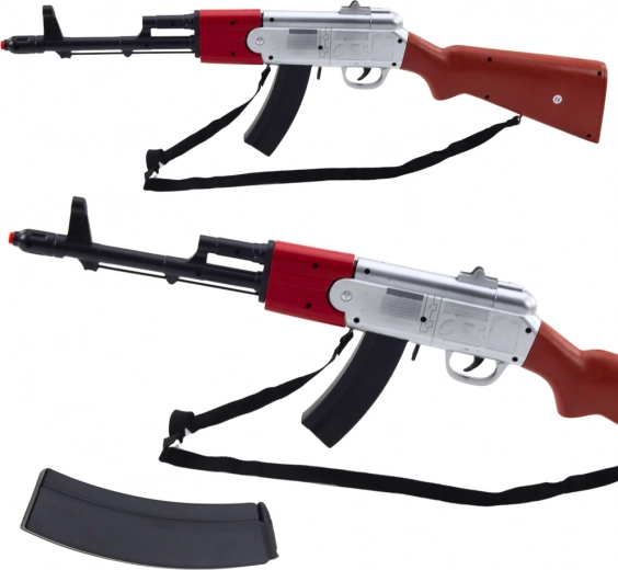 Realistická hračka puška s popruhom a zvukmi