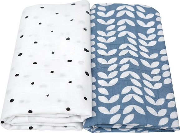 Mušelínové zavinovačky MOTHERHOOD Premium Blue Classics 120×100 cm, 2 ks