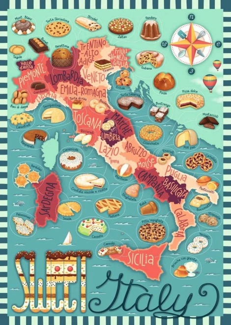 Puzzle RAVENSBURGER Sladká mapa Talianska 1000 dielikov