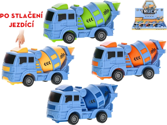 Plastová auto miešačka 10 cm s pohonom na tlačidlo