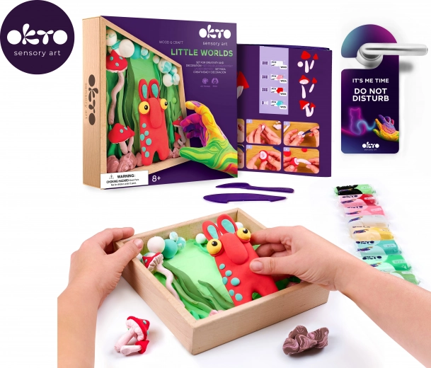 okto modelovanie – malý svet v rámčeku škriatok 21 × 21 cm