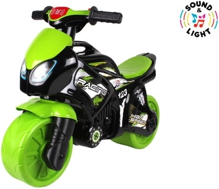 Zeleno-čierna detská odrážadlo motorka