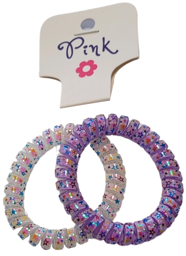PINK špirálové gumičky do vlasov s perleťovým leskom 2 ks