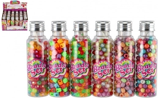 Plastové koráliky so šnúrkou v dózičke – mix farieb