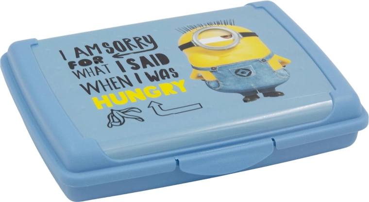 Desiatový box Minions s klik uzáverom 17 × 13 × 3,5 cm modrý