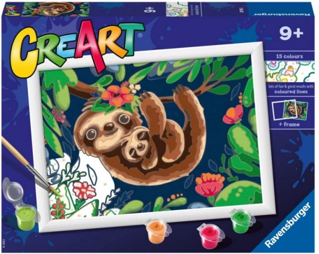 RAVENSBURGER CreArt maľovanie podľa čísel – lenochody 24 × 18 cm