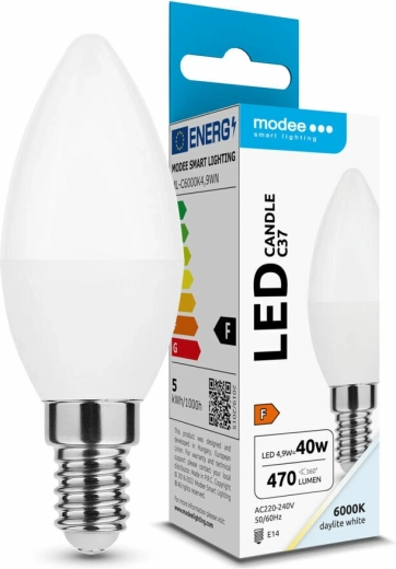 LED sviečková žiarovka E14 4,9 W 470 lm studená biela