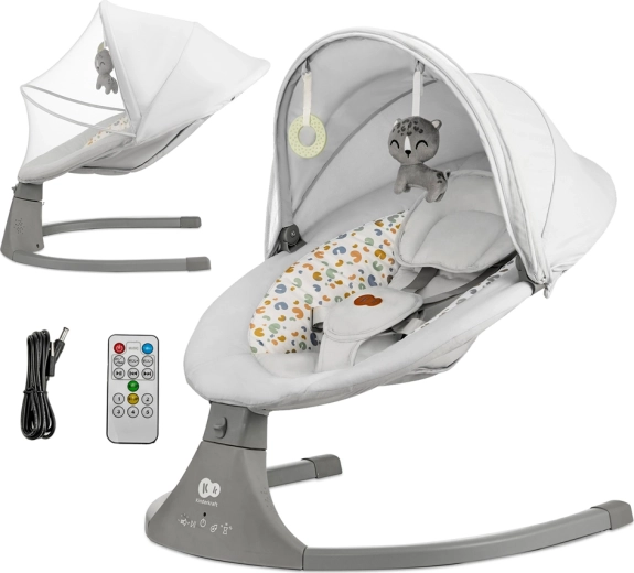 Kinderkraft elektrické hojdacie lehátko s melódiami 2v1 Lumi premium light grey