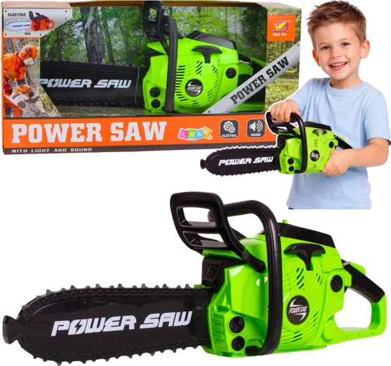 Detská hračka motorová píla so svetlami a zvukmi – zelená