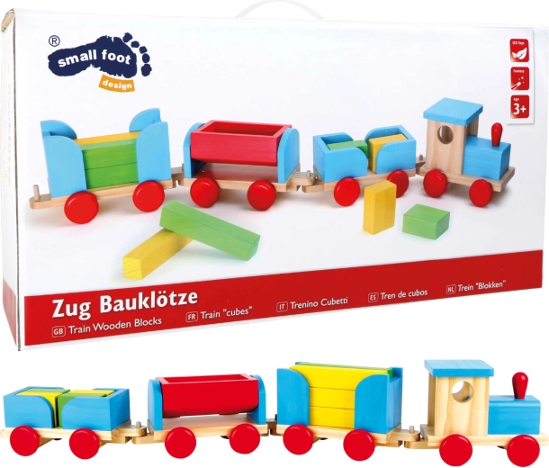 Small Foot drevený farebný vláčik s kockami