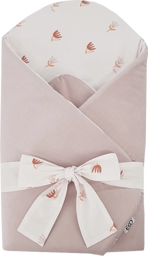 EKO bavlnená zavinovačka s velvetom a kokosovou vložkou Beige Meadow 75 × 75 cm