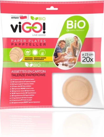 VIGO! Bio papierové taniere hnedé 23 cm, 20 kusov