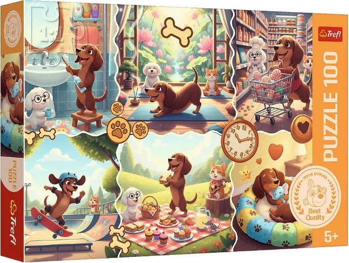 Puzzle 100 dielikov Dlhý deň jazvečíka