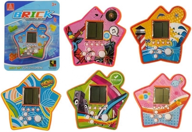 Vrecková elektronická hra tetris v tvare hviezdy – oranžová