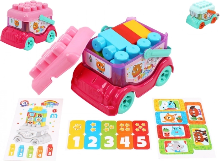 Autobus s kockami a držadlom 19 cm