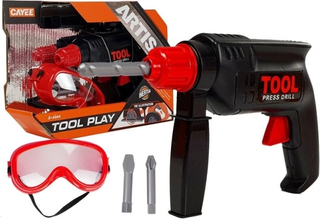 Detská vŕtačka s ochrannými okuliarmi – sada náradia pre malých kutilov