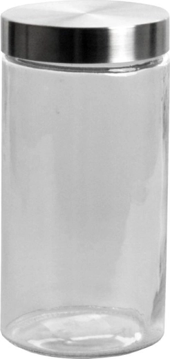 Sklenená okrúhla dóza 2,1 l s nerezovým viečkom