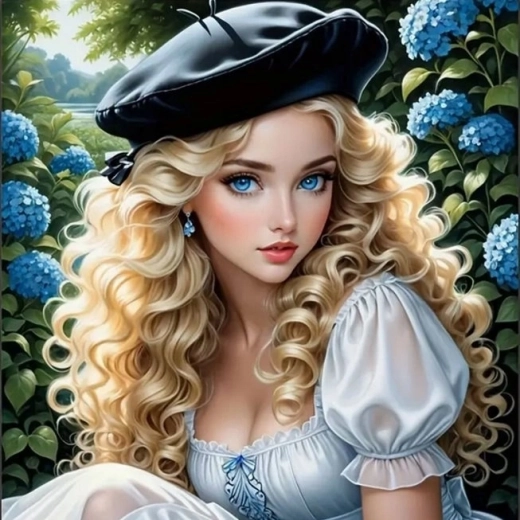 NORIMPEX Maľovanie podľa čísel modrooká blondínka v záhrade 40 × 50 cm