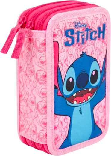 Trojposchodový vybavený školský peračník Lilo & Stitch Stitch a Angel, ružový