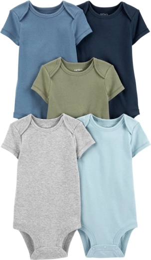 Carter's dojčenské body s krátkym rukávom monochromatic pre chlapca, 5 ks