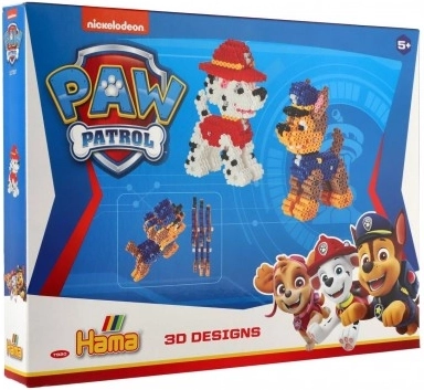 Zažehľovacie koráliky Hama 3D 4000 ks + podložka Tlapková patrola/Paw Patrol plast v krabici 32 x 24,5 cm