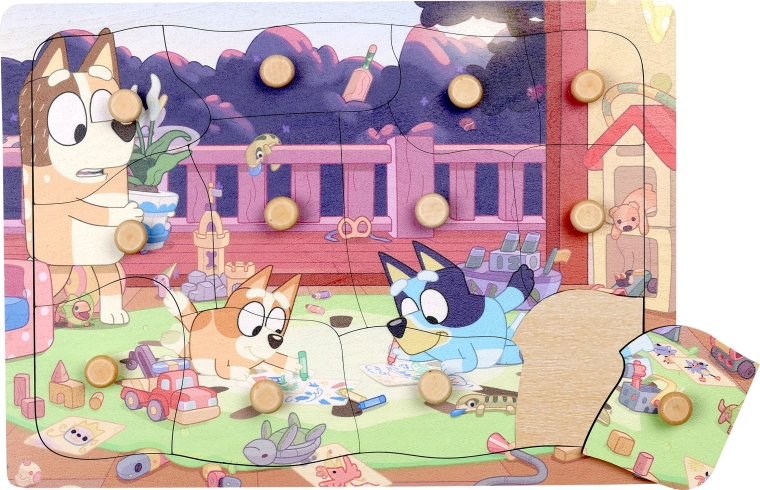 Drevené puzzle s úchytmi Bluey – 12 dielikov