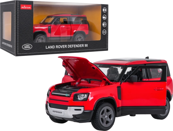 Kovový model auta Land Rover Defender 90 RASTAR – Červená