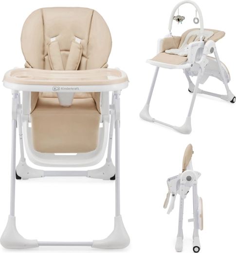 Kinderkraft jedálenská stolička a ležadlo Tummie 2v1 beige