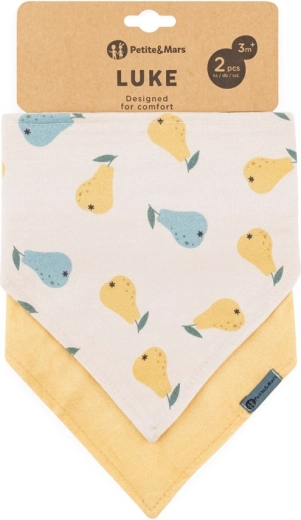 Petite&Mars bandana podbradníky Luke, 2 ks – Beige pears a intense ochre
