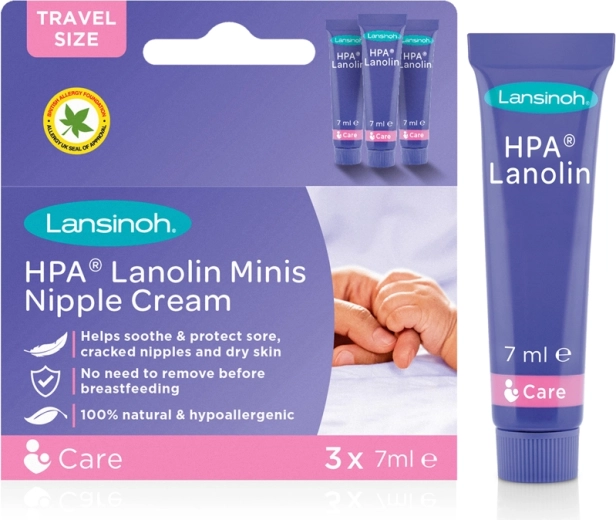 Lansinoh HPA lanolínový krém na bradavky Minis 3×7 ml