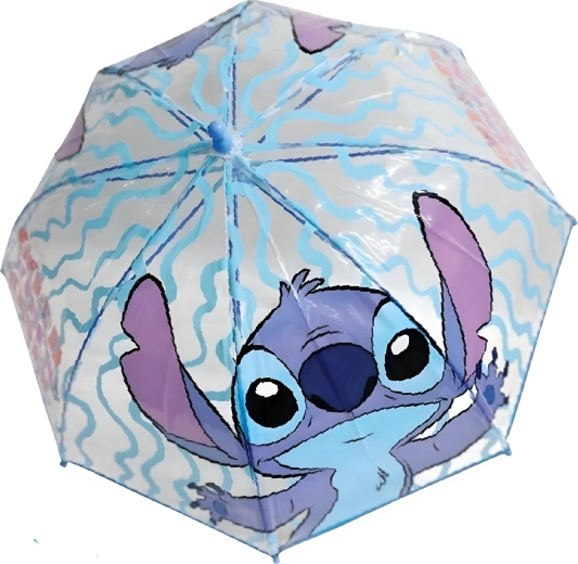 Priehľadný detský dáždnik Lilo & Stitch svetlomodrý