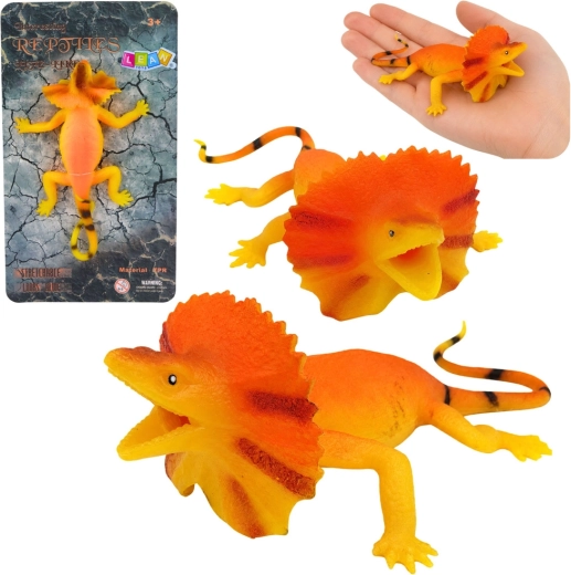 Realistická naťahovacia gumová figúrka jašterice golierovej 19 cm