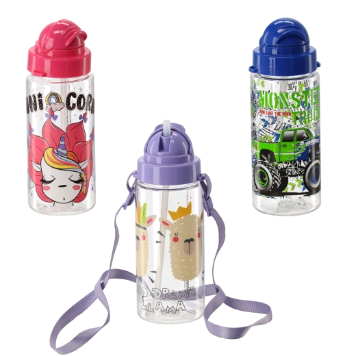 Detská plastová fľaša na pitie so slamkou 500 ml