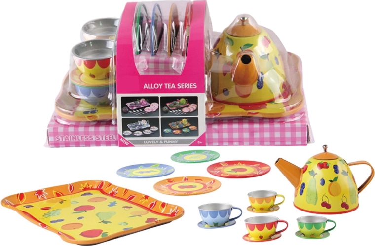 Plechová čajová sada s príslušenstvom 15 ks