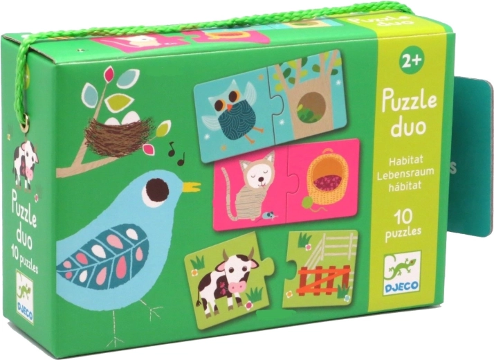 DJECO Zvieracie domčeky puzzle 12x2 dielikov