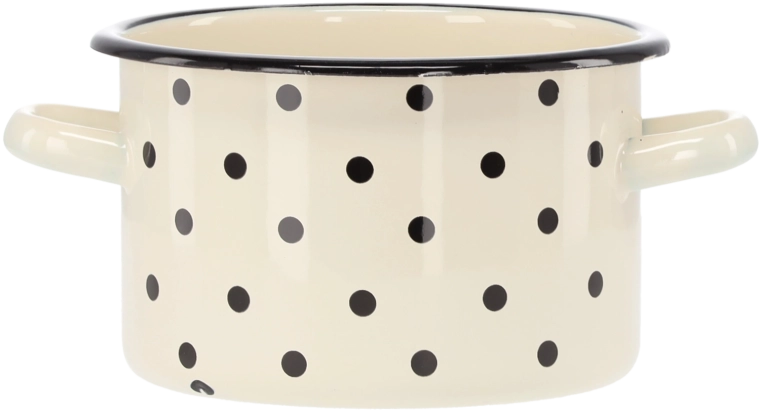 Smaltovaný hrniec 2 l, 16 cm, biely s bodkami