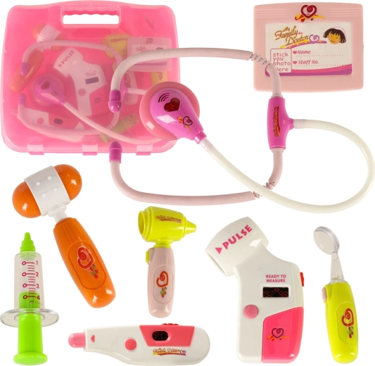 Lekárska súprava v kufríku s efektami ružová