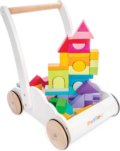 Le Toy Van drevené chodítko Rainbow cloud s kockami