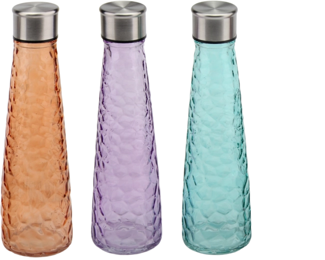 Textúrovaná sklenená fľaša na vodu 0,5 l so skrutkovacím viečkom