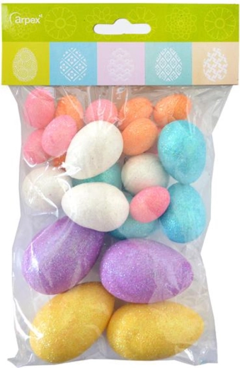 Brokátové dekoratívne vajíčka – sada 24 ks, mix veľkostí