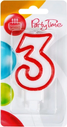 Narodeninová sviečka číslo 3 červená