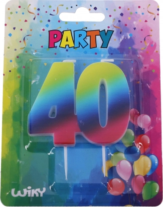 Narodeninová sviečka číslo 40 dúhová