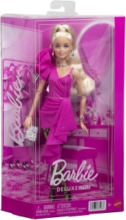 Barbie Deluxe Style modelka v ružových šatách s volánom