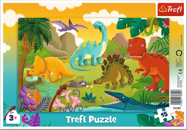 Puzzle Dinosaury pre Deti 15 Dielov