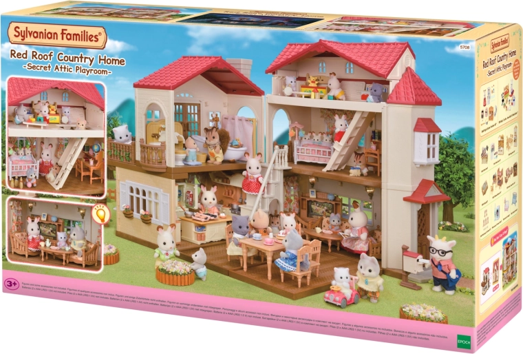 Sylvanian Families poschodový dom s červenou strechou a svetlami